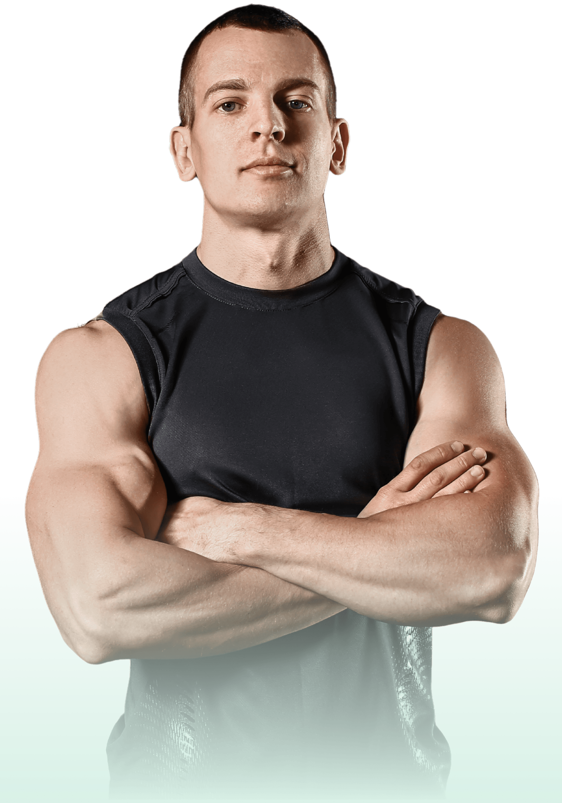 Telegenix patient — fit man crossing his arms
